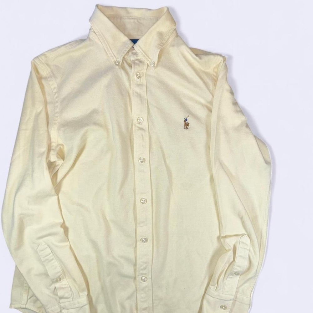Polo Ralph Lauren Women's Yellow and Cream Shirt